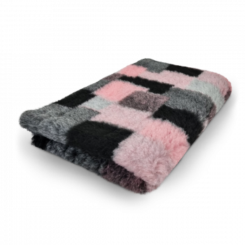 Katzendecke - Schondecke - Hypoallergen - Anti-Rutsch - 150x100 cm - Patchwork - Farbe rosa-schwarz