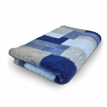 Katzendecke - Schondecke - Hypoallergen - Anti-Rutsch - 150x100 cm - Patchwork - Farbe hellblau-grau