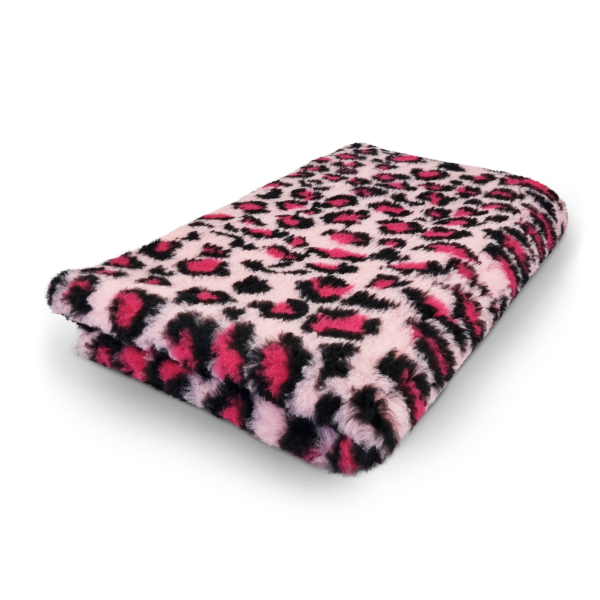 Katzendecke - Schondecke - Hypoallergen - Anti-Rutsch - 150x100 cm - Patchwork - leopard-fuchsia