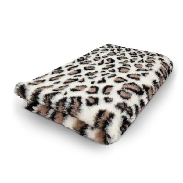 Katzendecke - Schondecke - Hypoallergen - Anti-Rutsch - 150x100 cm - Patchwork - leopard-braun-creme